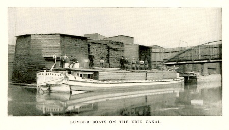 Lumber Boats on the Erie Canal -- from: Forest Preservation in the State of New York / by Cuyler Reynolds.  In: The New England Magazine (Boston : Warren F. Kellogg), New series, vol. XIX, no. 2, Oct. 1898