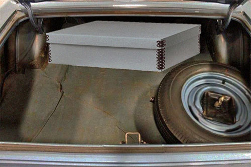 Photo of open trunk of 1969 AMC Rambler. Image GR Auto Gallery, edited by Scott Meeker.