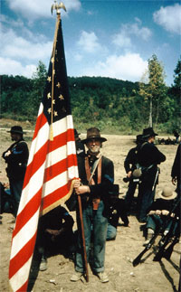 Scott Meeker at a reenactment of the 1863 Battle of Chickamauga Georgia. Photographer unknown.